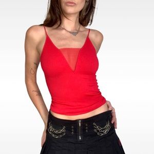 💔 free people red ribbed cutout camisole 💔